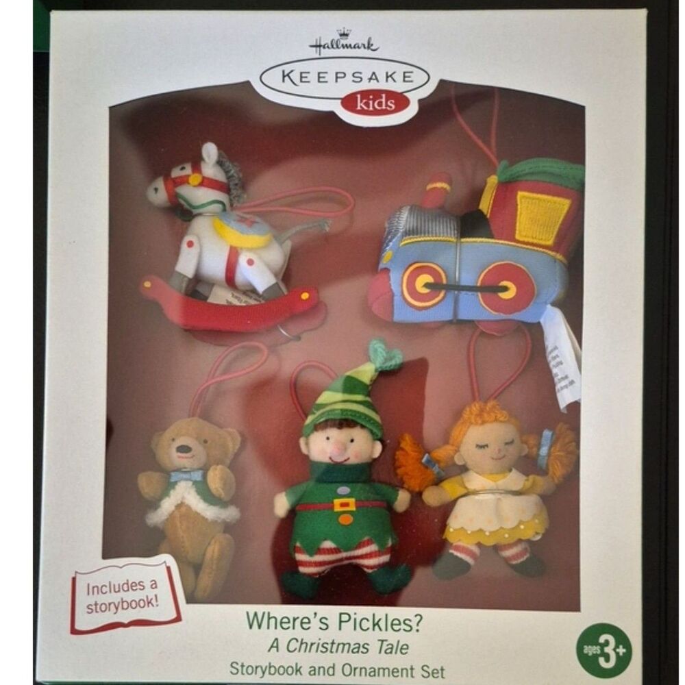 Hallmark Keepsake Kids Christmas Where's Pickles Storybook Ornament Set NIB NOS